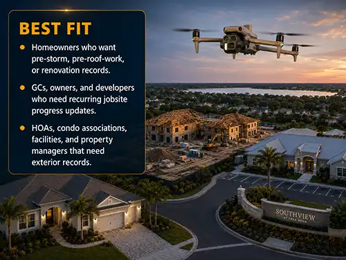 Best fit guide for residential, construction, HOA, and facility drone documentation
