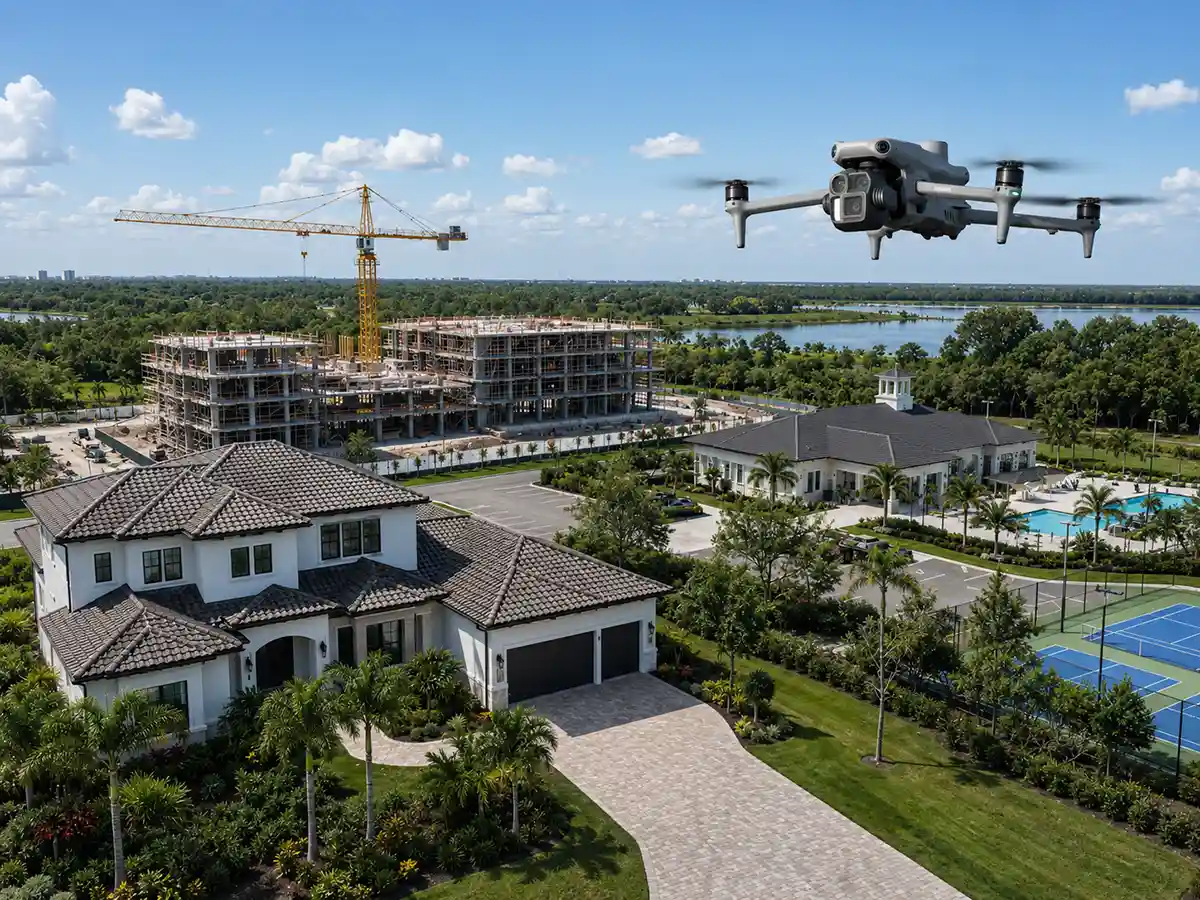 Professional drone imaging over residential, construction, and facility properties in Central Florida