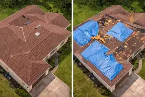 Before and after drone documentation package for insurance evidence