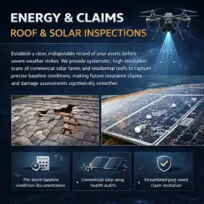 Aerial roof and solar panel inspection for insurance documentation in Central Florida